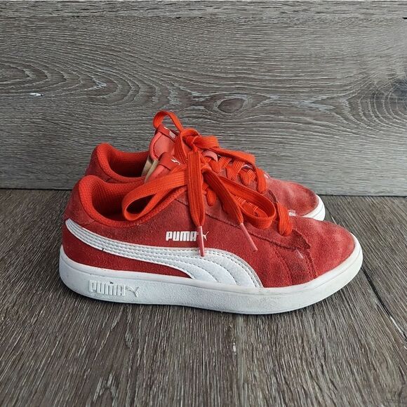 Puma Red Suede Sneaker Size 1C - Picture 1 of 10
